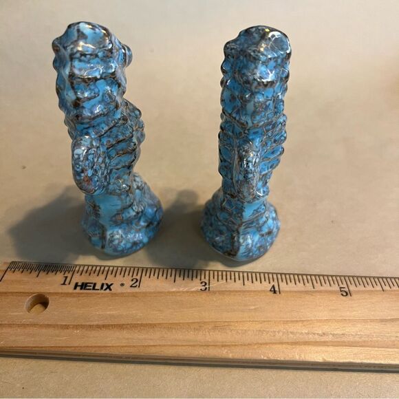 Vintage Teal and Gold Seahorse Salt & Pepper Shakers - Picture 2 of 4
